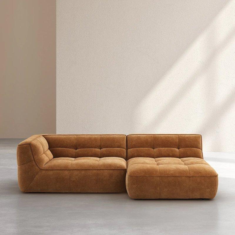 Okra Rengi Kumaş Uzanma Modüllü Sağ Köşe Koltuk - 270x150 cm - 154424