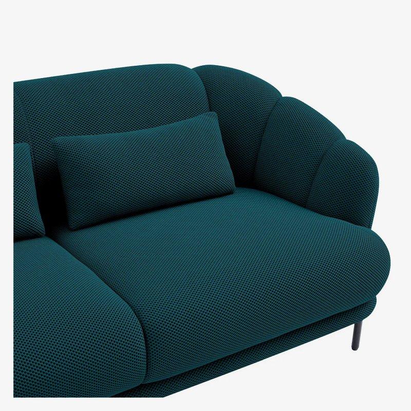 Ördek Başı Mavi 3D Kumaş Kuş Tüyü Yastıklı Üçlü Koltuk - 198 cm - 154961