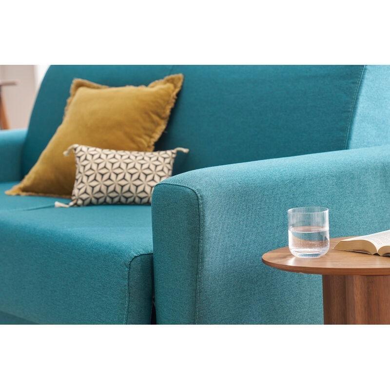 Ördek Mavisi Kumaş Masif Kayın Ayaklı Yataklı ve Saklama Alanlı 3 Kişilik Koltuk - 195 cm - 152935