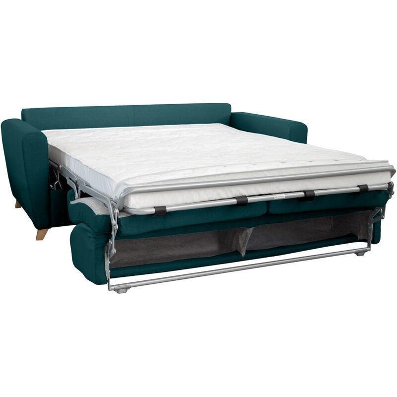 Ördek Mavisi Kumaş Masif Kayın Ayaklı Yataklı ve Saklama Alanlı 3 Kişilik Koltuk - 195 cm - 152935