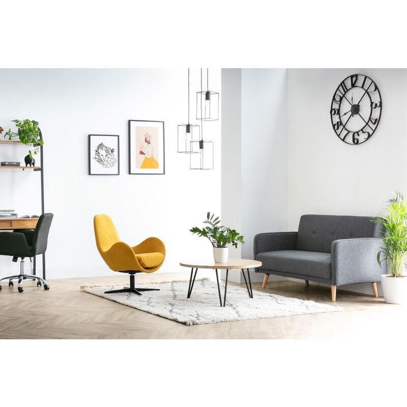 Ördek Mavisi Polyester Kumaş Huş Ağacı Ayaklı İskandinav Tasarım İkili Koltuk - 136 cm - 154074