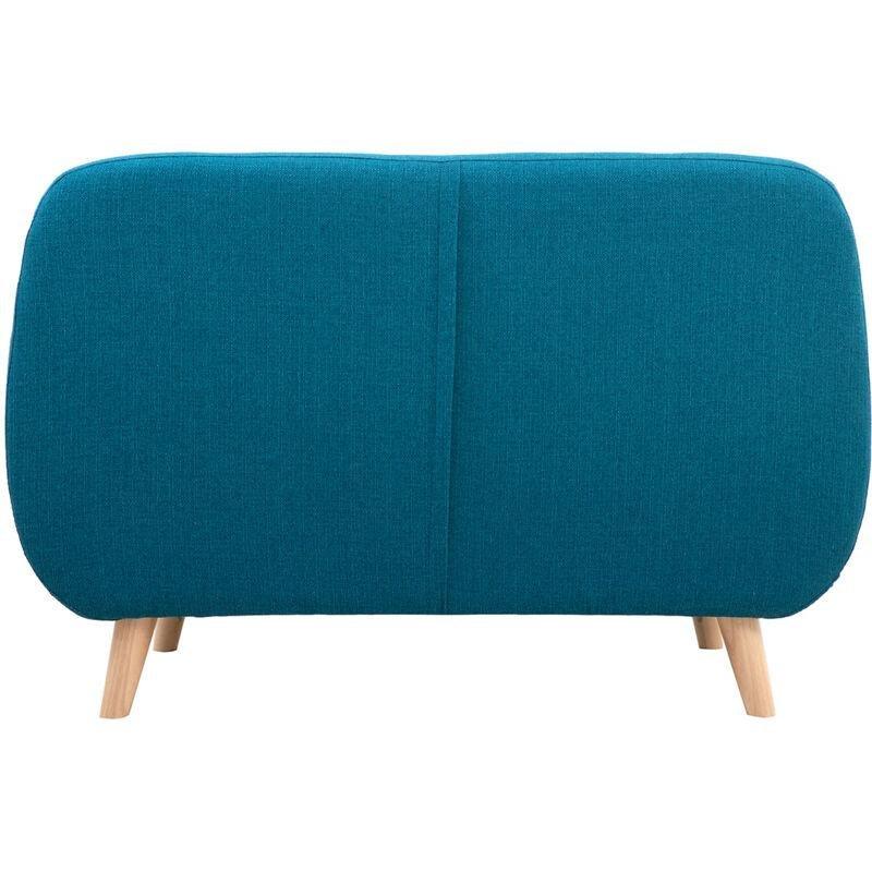 Ördek Mavisi Polyester Kumaş Kapitoneli İkili Koltuk Masif Kauçuk Ağacı Ayaklı - 129 cm - 152548