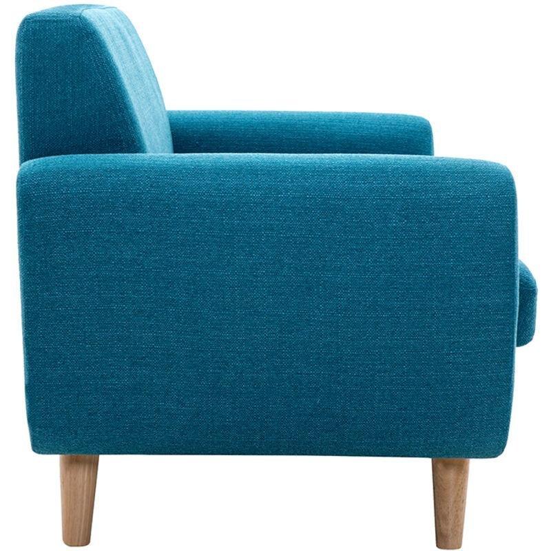 Ördek Mavisi Polyester Kumaş Masif Ahşap İskandinav Tasarım İki Kişilik Koltuk - 129 cm - 154071