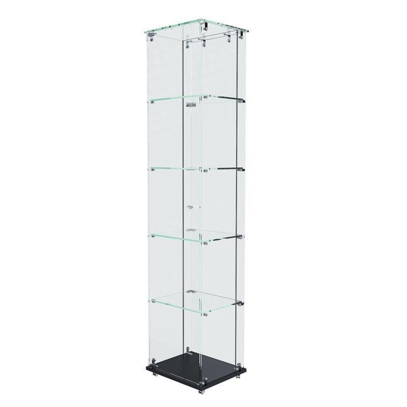 Paslanmaz Çelik 5 Modlu LED Işıklı 5 Raflı Camlı Oyuncak Dolabı - 160x35x30 cm - 149874