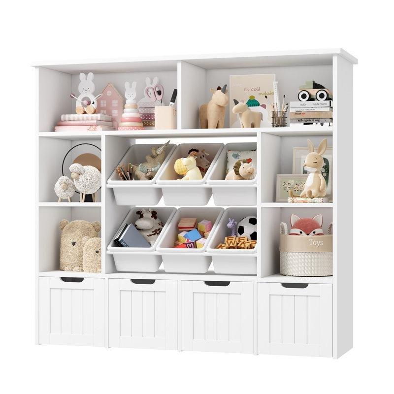 Pembe 4 Çıkarılabilir Tekerlekli Çekmeceli Küp Montessori Oyuncak Dolabı - 126 cm - 149970