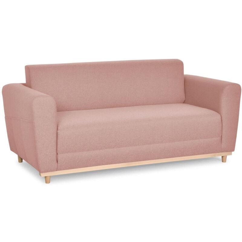 Pembe Ahşap Ayaklı Yataklı 3 Kişilik Cepli Koltuk - 170 cm - 153507