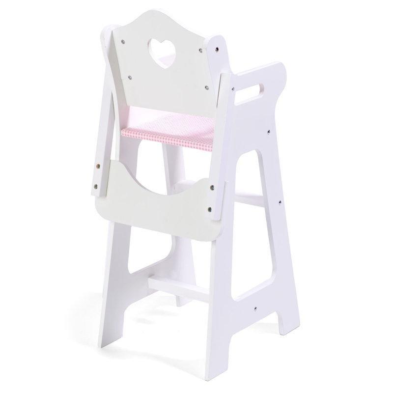 Pembe Aksesuarlı ve Kişiselleştirilebilir Ahşap Oyuncak Bebek Mama Sandalyesi - 61 cm - 162511