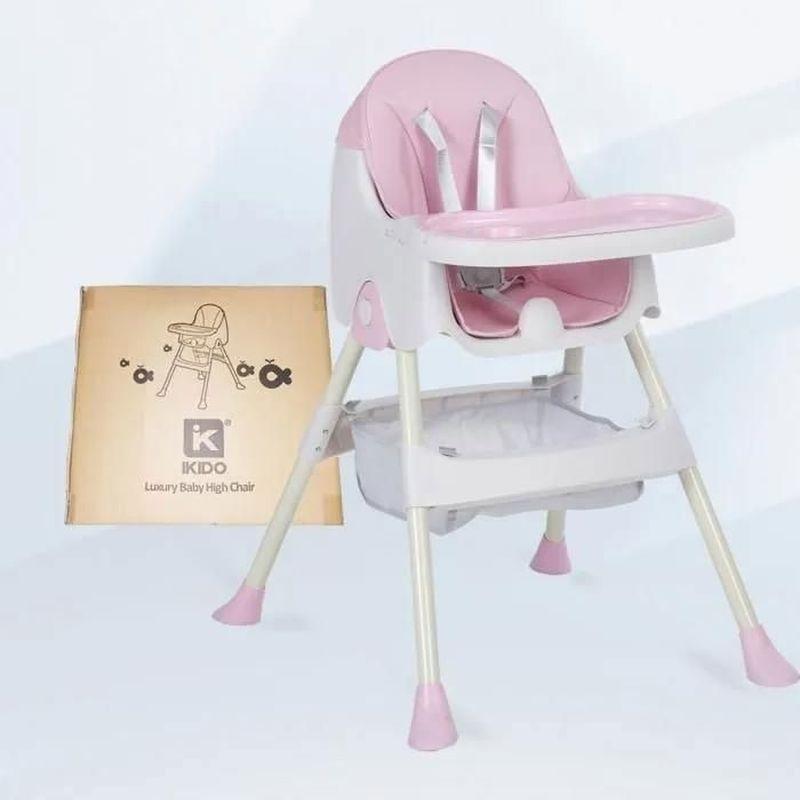 Pembe Deri Döşemeli Çıkarılabilir Tepsili Katlanabilir Mama Sandalyesi - 75x60x94 cm - 162835