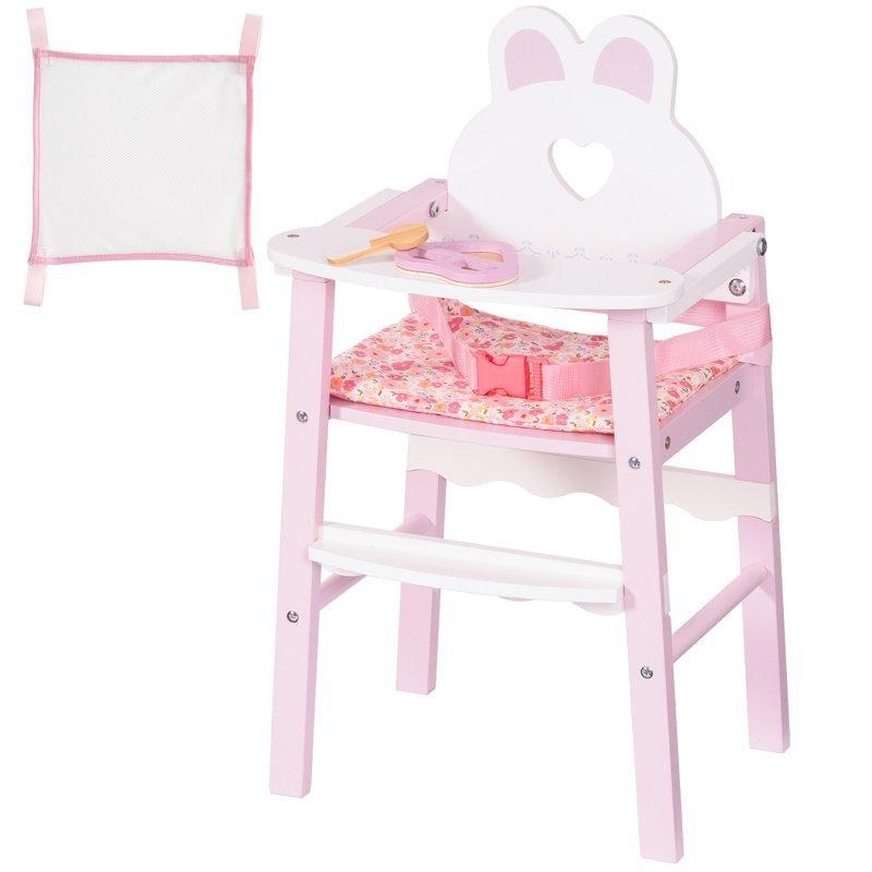 Pembe Endüstriyel Ahşap Fiyonk Desenli Oyuncak Mama Sandalyesi - 56x27x29 cm - 162547