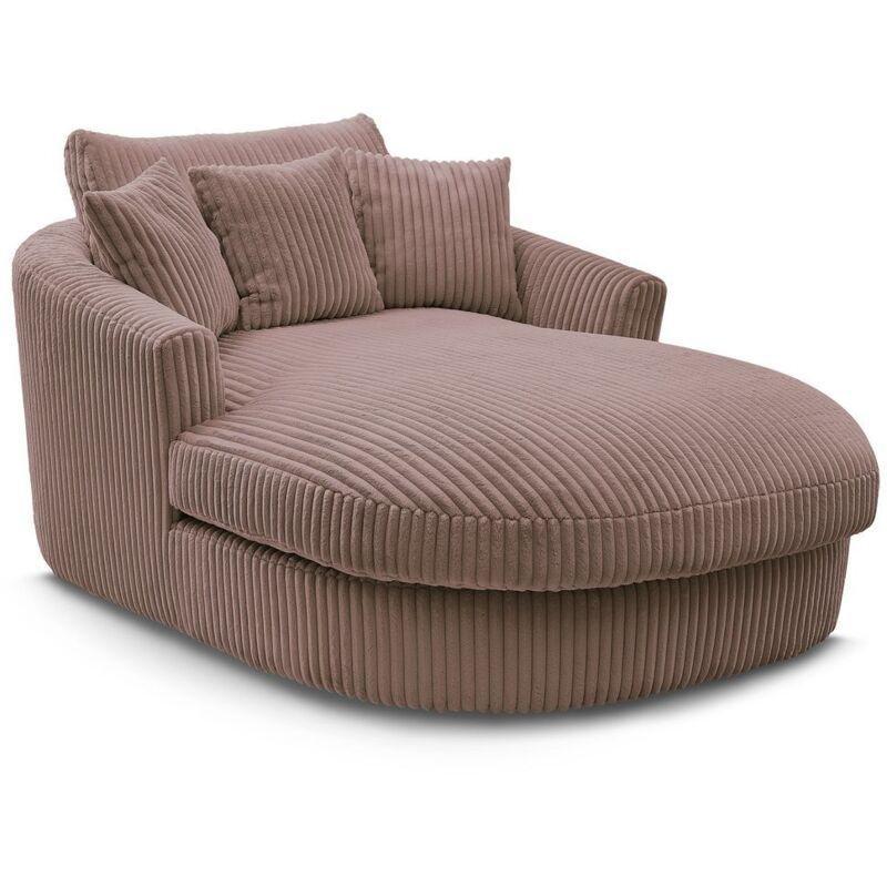 Pembe Fitilli Kadife Masif Ahşap İskeletli Modern Koltuk - 198x144 cm - 154292