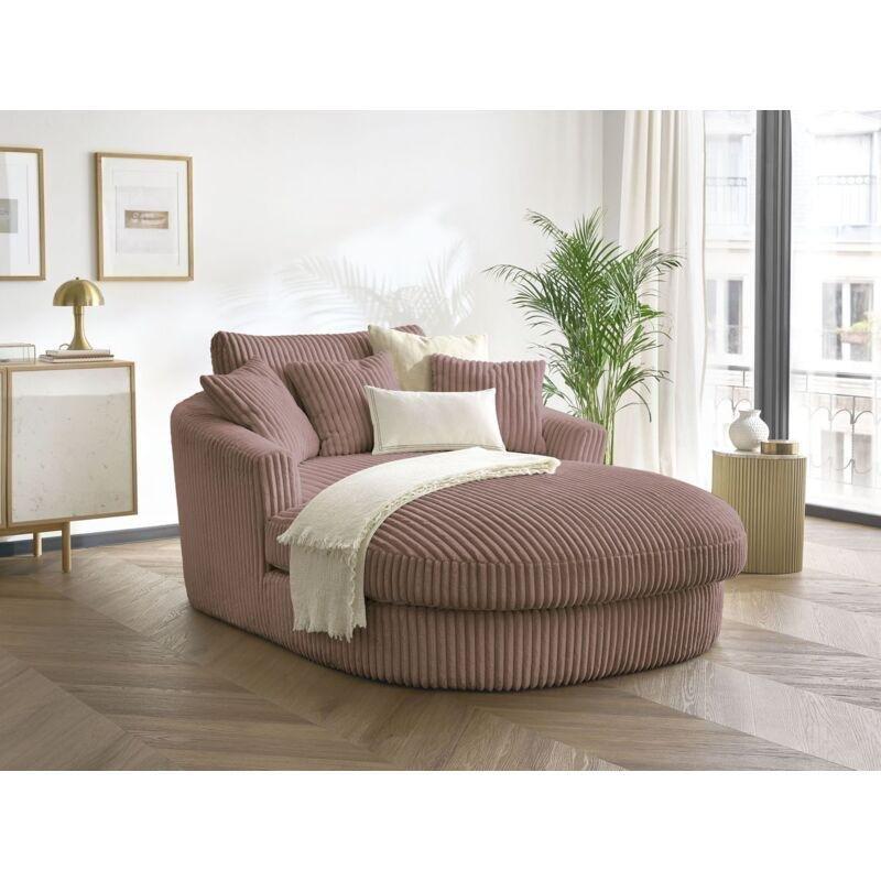 Pembe Fitilli Kadife Masif Ahşap İskeletli Modern Koltuk - 198x144 cm - 154292