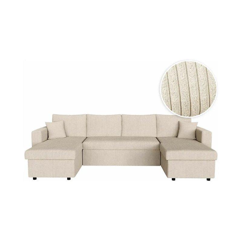 Pembe Fitilli Kadife Yataklı Çift Sandıklı Panoramik Köşe Koltuk - 295x146 cm - 155818