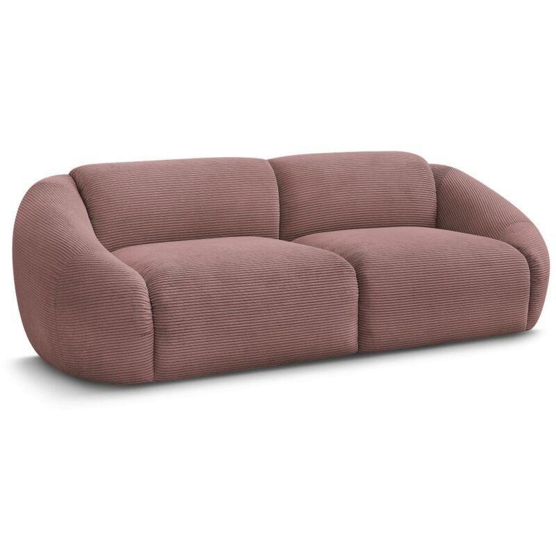 Pembe Fitilli Kadife Yuvarlak Hatlı 3 Kişilik Koltuk - 250 cm - 153602