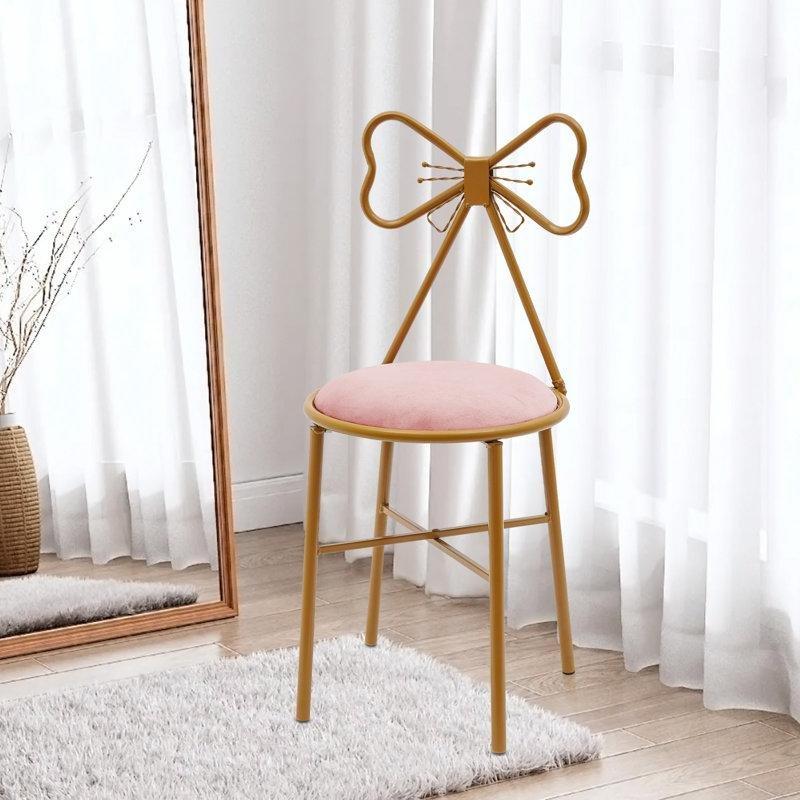 Pembe Gold Kadife Kelebek Sırtlı Demir Sandalye - 146862