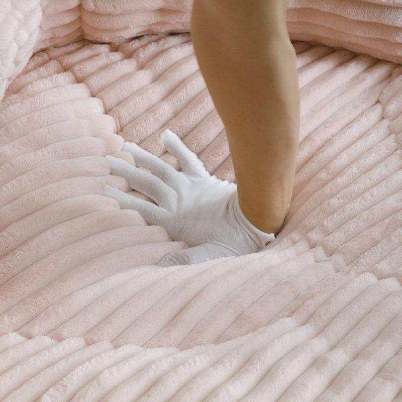 Pembe Kadife 3 Yastıklı Yuvarlak Büyük Puf Koltuk - 115x102 cm - 157510