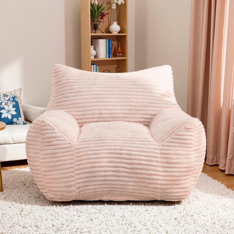 Pembe Kadife Kolçaklı Hafızalı Sünger Dolgulu Puf Koltuk - 109 cm - 157624