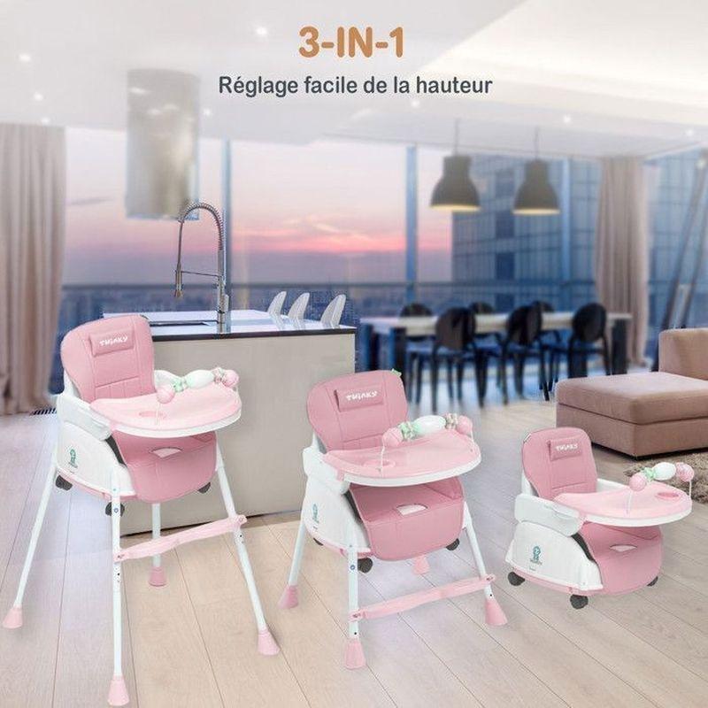 Pembe Katlanabilir ve Ayarlanabilir Çok Fonksiyonlu Mama Sandalyesi - 162760