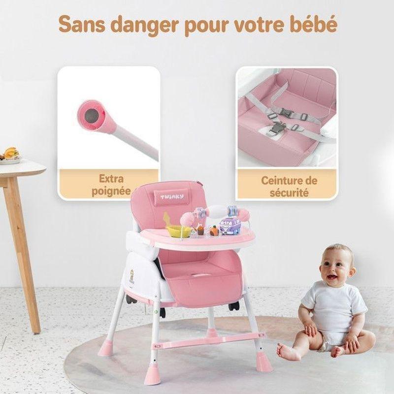 Pembe Katlanabilir ve Ayarlanabilir Çok Fonksiyonlu Mama Sandalyesi - 162760