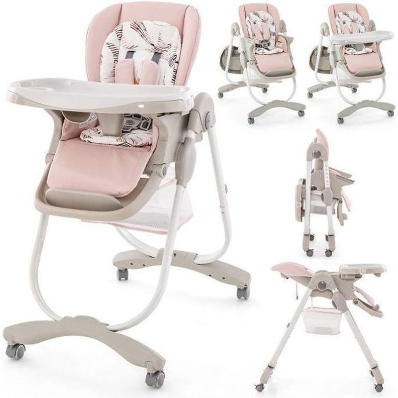 Pembe Katlanır Yüksekliği Ayarlanabilir Tekerlekli Mama Sandalyesi - 162595