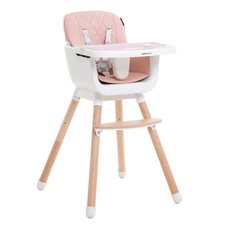 Pembe Kayın Ağacı Ayaklı 2'si 1 Arada Dönüştürülebilir Çift Tepsili Mama Sandalyesi - 84x56x50 cm - 162676