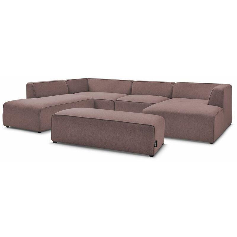 Pembe Kırçıllı Kumaş Su İtici Puflu Modüler Panoramik Köşe Koltuk - 339x231 cm - 153988