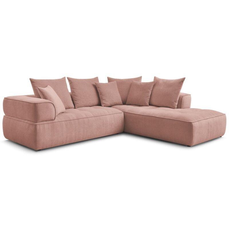 Pembe Kumaş Sağ Köşe 4 Kişilik Sabit L Koltuk - 273x235 cm - 153279