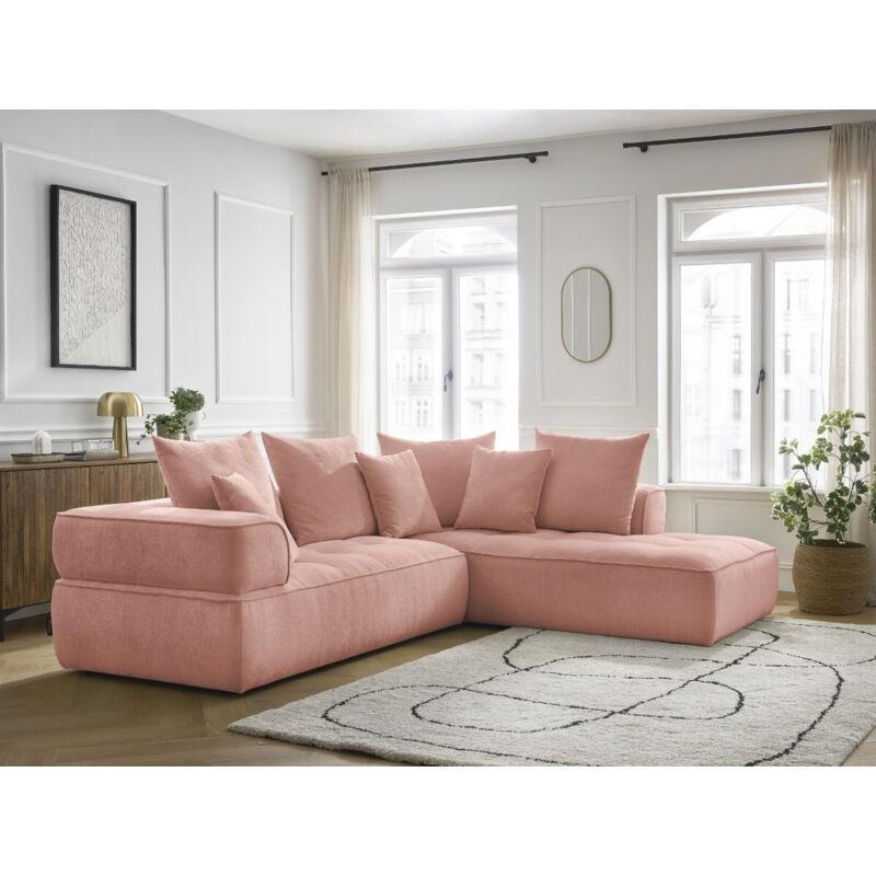 Pembe Kumaş Sağ Köşe 4 Kişilik Sabit L Koltuk - 273x235 cm - 153279