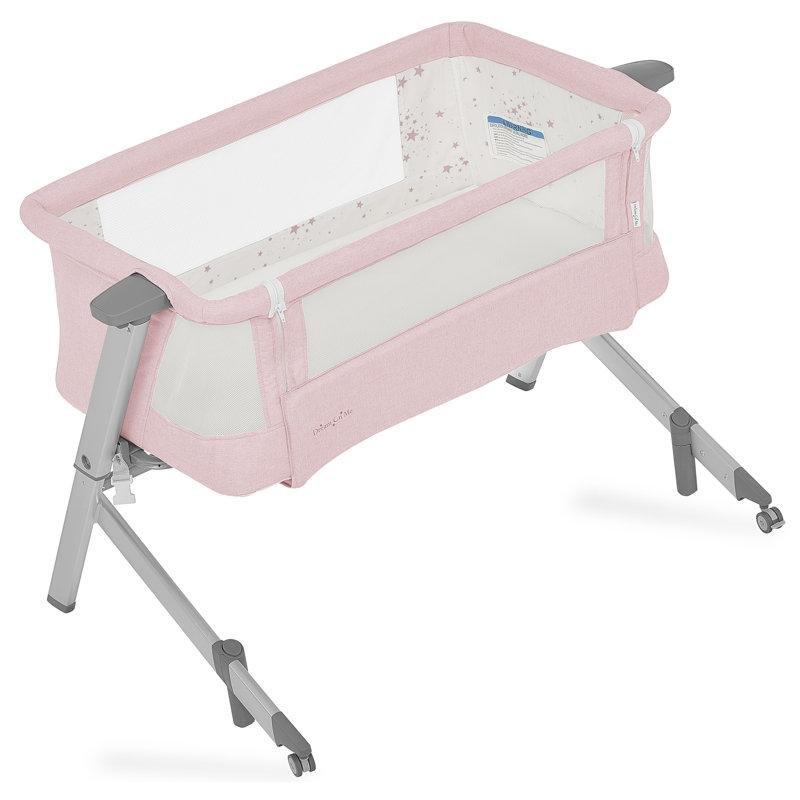 Pembe Metal ve Plastik Ayarlanabilir Tekerlekli Anne Yanı Beşik - 90x56 cm - 161614