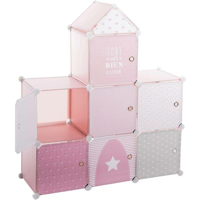 Pembe Polipropilen 7 Bölmeli Şato Tasarımlı Oyuncak Dolabı - 96x32x109 cm - 150743