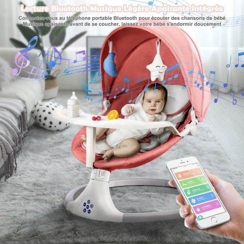 Pembe Uzaktan Kumandalı ve Bluetoothlu 3ü 1 Arada Elektrikli Ana Kucağı Beşik - 61x58x72 cm - 162460
