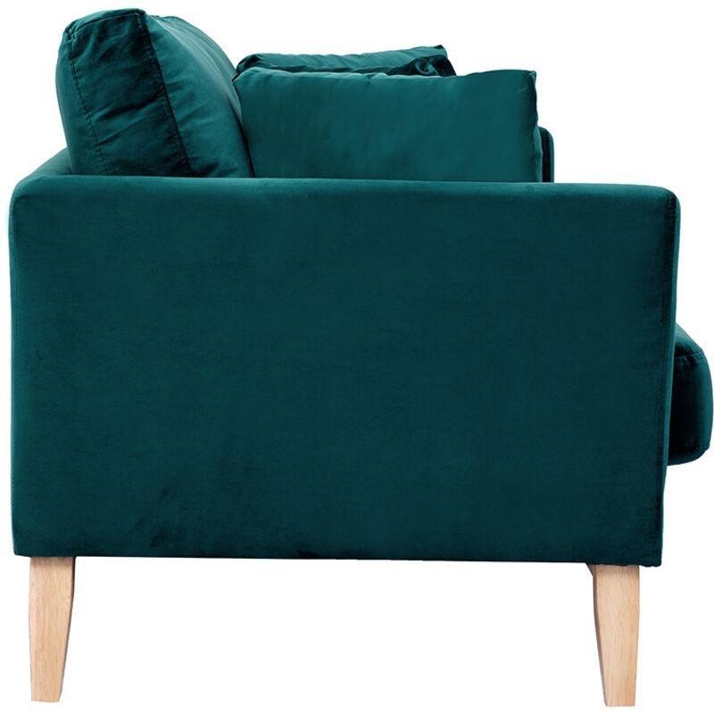 Petrol Mavisi Kadife Çıkarılabilir Kılıflı İskandinav İkili Koltuk - 140 cm - 154050