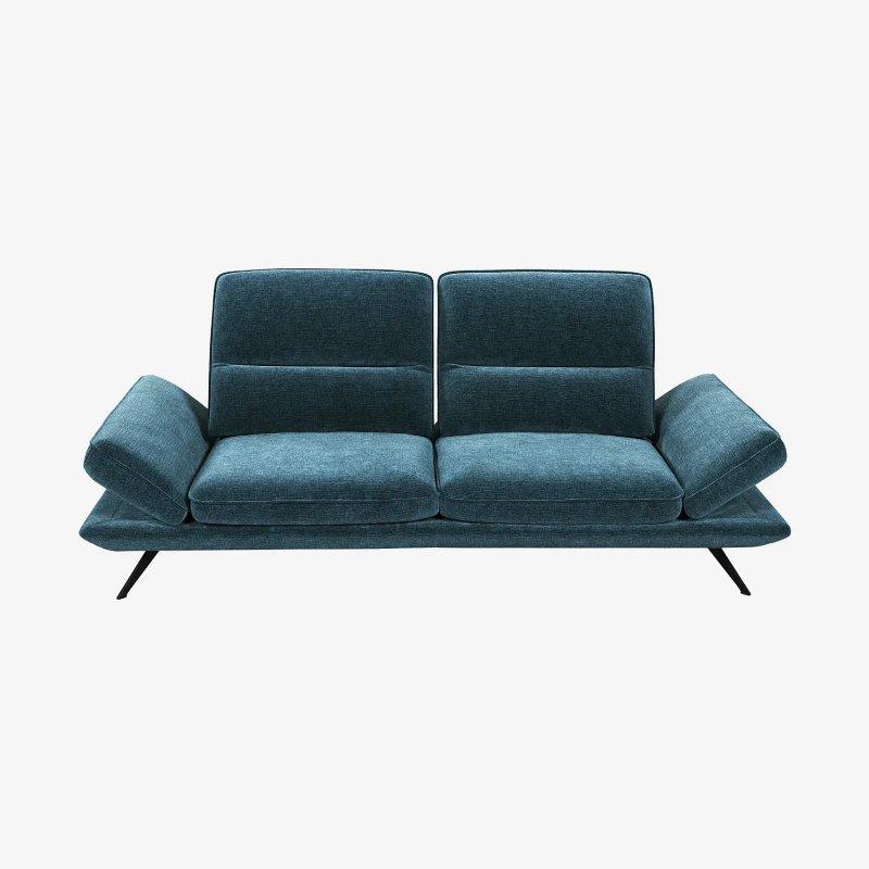 Petrol Mavisi Metal Ayaklı Ayarlanabilir Mekanizmalı Dokulu Kumaş Üçlü Koltuk - 226 cm - 155051