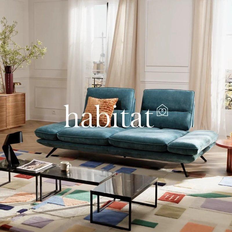 Petrol Mavisi Metal Ayaklı Ayarlanabilir Mekanizmalı Dokulu Kumaş Üçlü Koltuk - 226 cm - 155051