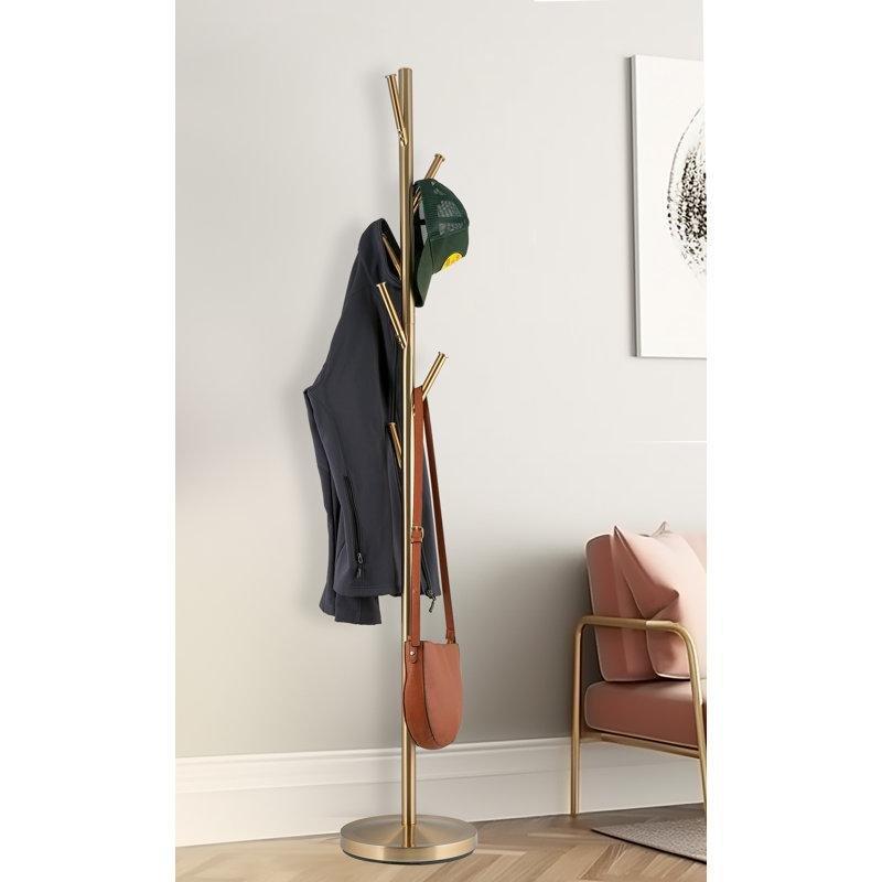 Pirinç Rengi Paslanmaz Çelik 6 Kancalı Ayaklı Portmanto - 173 cm - 161386