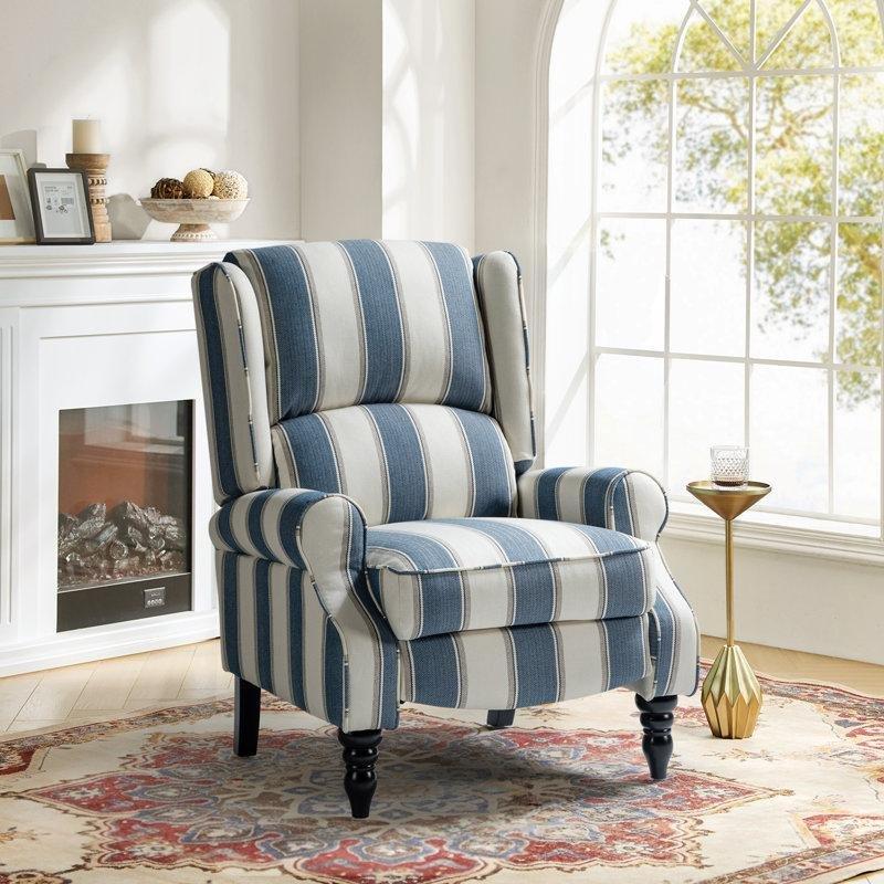 Polyester Kumaş Ahşap Ayaklı Manuel Uzanmalı Kulaklı Berjer Koltuk - 79 cm - 156508