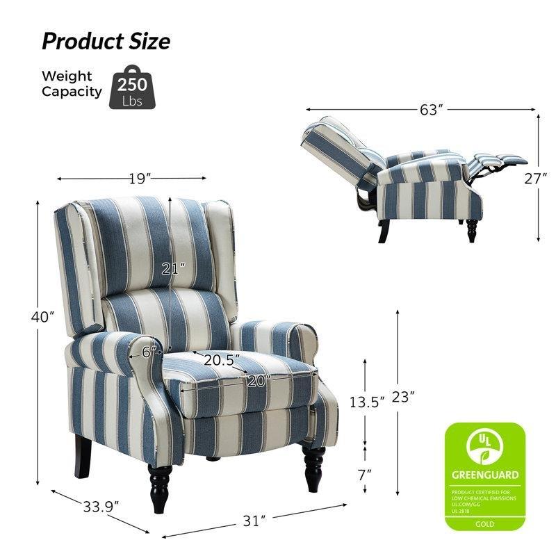 Polyester Kumaş Ahşap Ayaklı Manuel Uzanmalı Kulaklı Berjer Koltuk - 79 cm - 156508