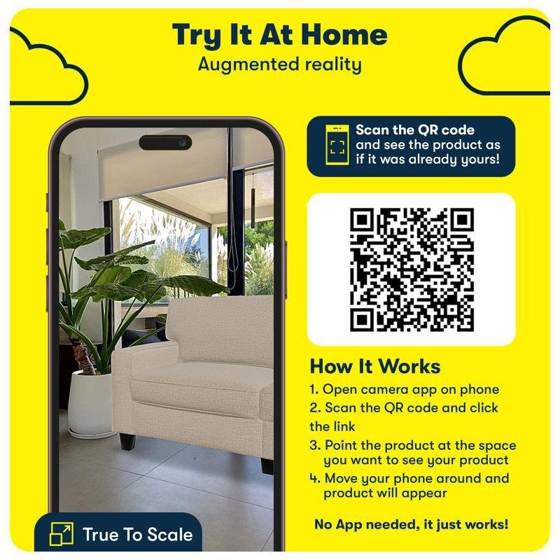 Polyester Kumaş Düz Kollu Yastık Sırtlı Üçlü Koltuk - 199 cm - 151792