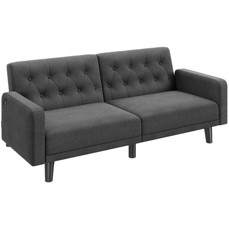 Polyester Kumaş USB Portlu Kapitoneli Yataklı Koltuk - 161 cm - 151873