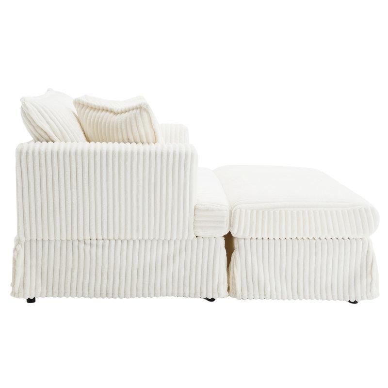 Puflu ve 2 Yastıklı Fitilli Kadife Geniş Dinlenme Koltuğu - 122 cm - 156400