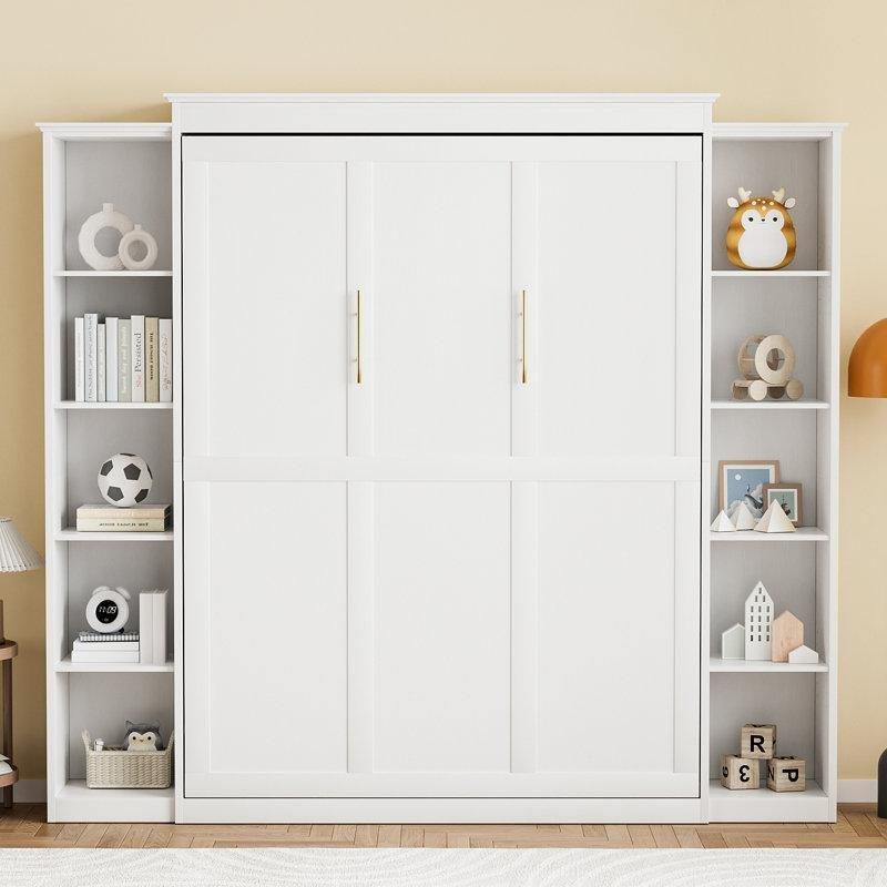 Raflı Endüstriyel Ahşap Katlanır Duvar Yatağı - 242x223 cm - 144459
