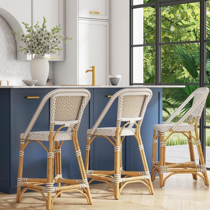 Rattan Ayak Dayamalı Hasır Bar Sandalyesi - 64 cm - 148218