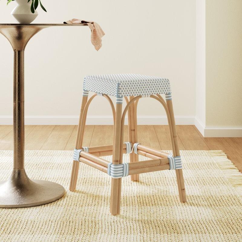 Rattan Damalı Dokuma Sırtlıksız Hasır Bar Sandalyesi - 63 cm - 148239