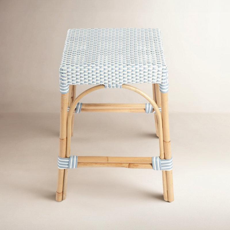 Rattan Damalı Dokuma Sırtlıksız Hasır Bar Sandalyesi - 63 cm - 148239