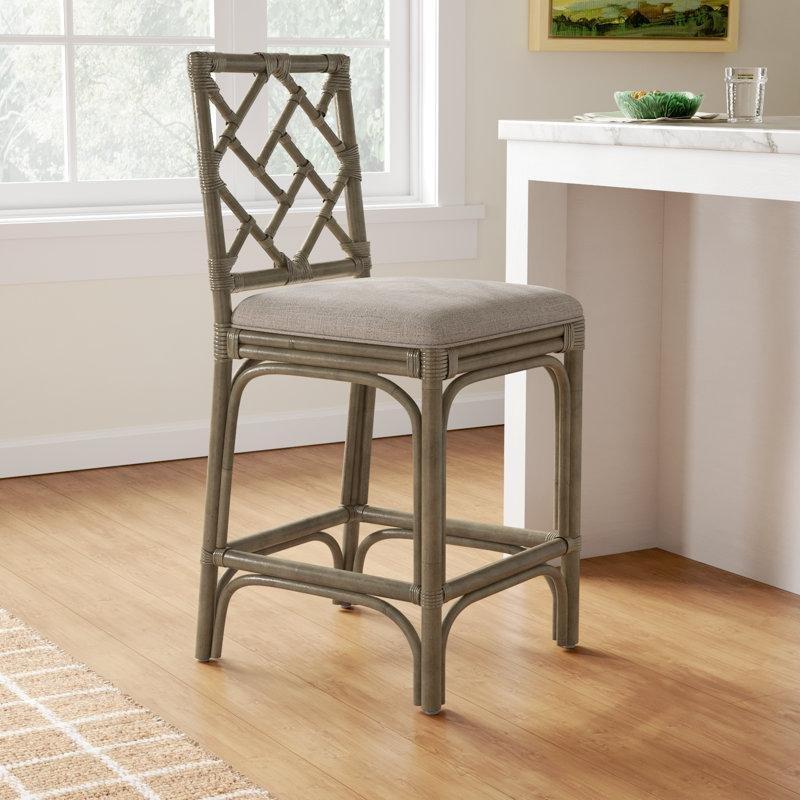 Rattan El Yapımı Döşemeli Hasır Bar Sandalyesi - 100 cm - 148224