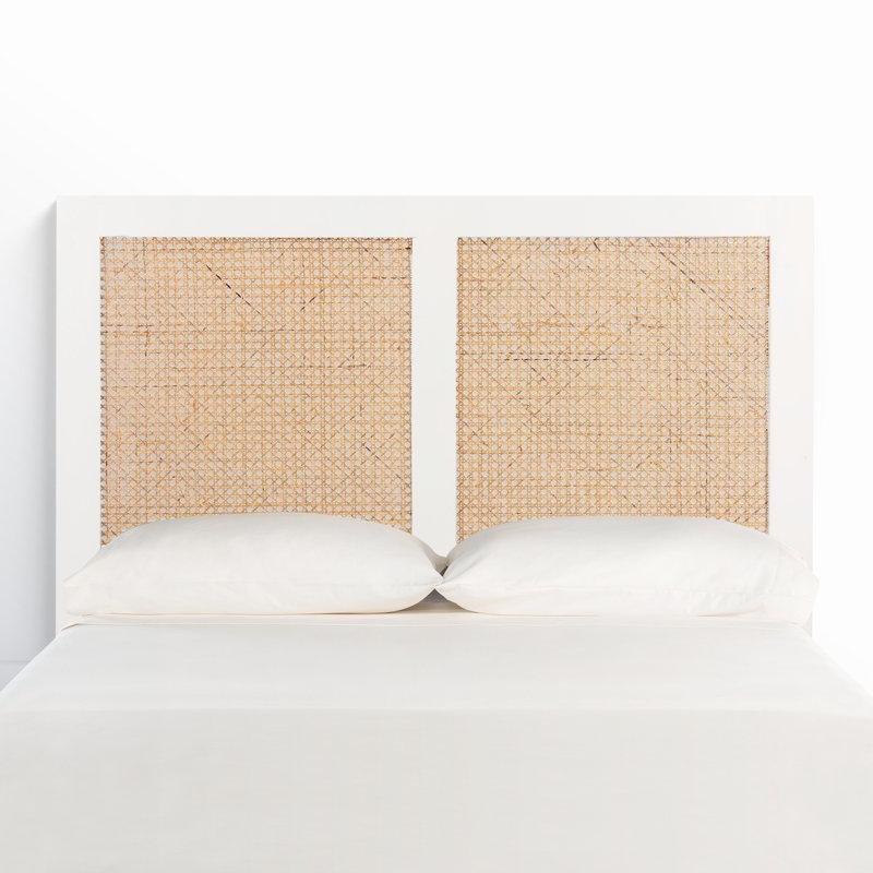 Rattan Panelli Masif Mango Ağacı Yatak Başlığı - 106 cm - 144909