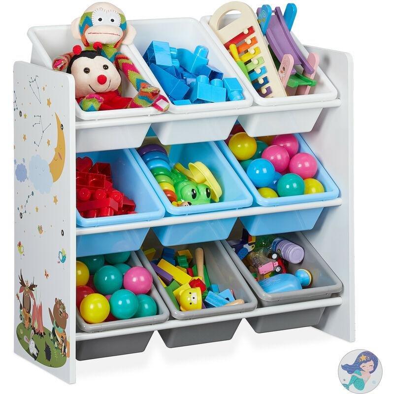 Renkli MDF ve Plastik Çocuk Desenli 9 Kutuplu Oyuncak Dolabı - 67x65 cm - 150846