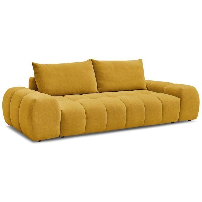 Sarı Dokulu Kumaş 3 Kişilik Sabit Koltuk - 278x115x90 cm - 152122