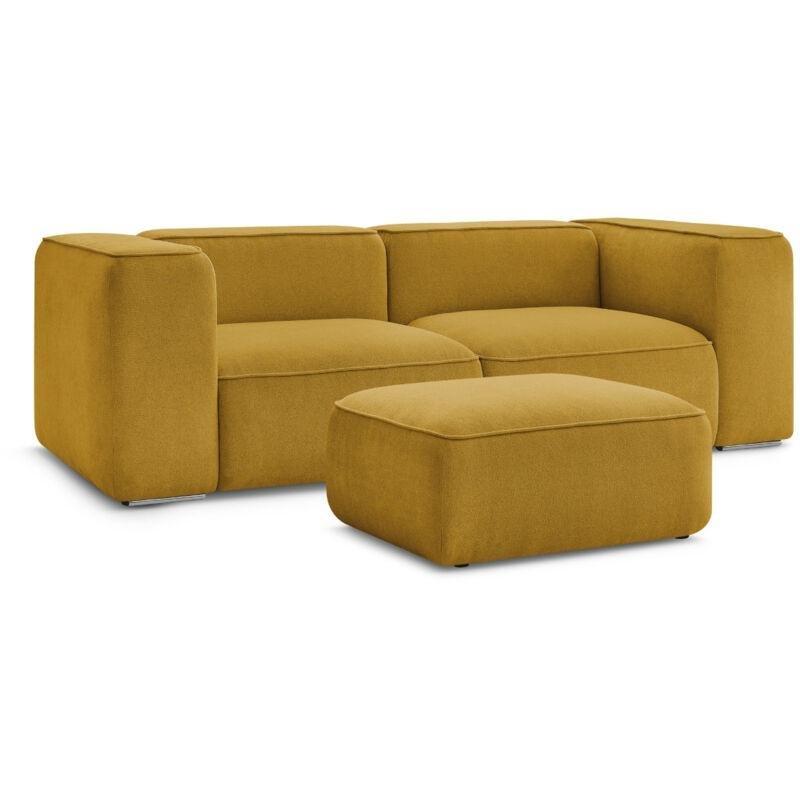 Sarı Dokulu Kumaş Puflu 3 Kişilik Koltuk - 255 cm - 153530