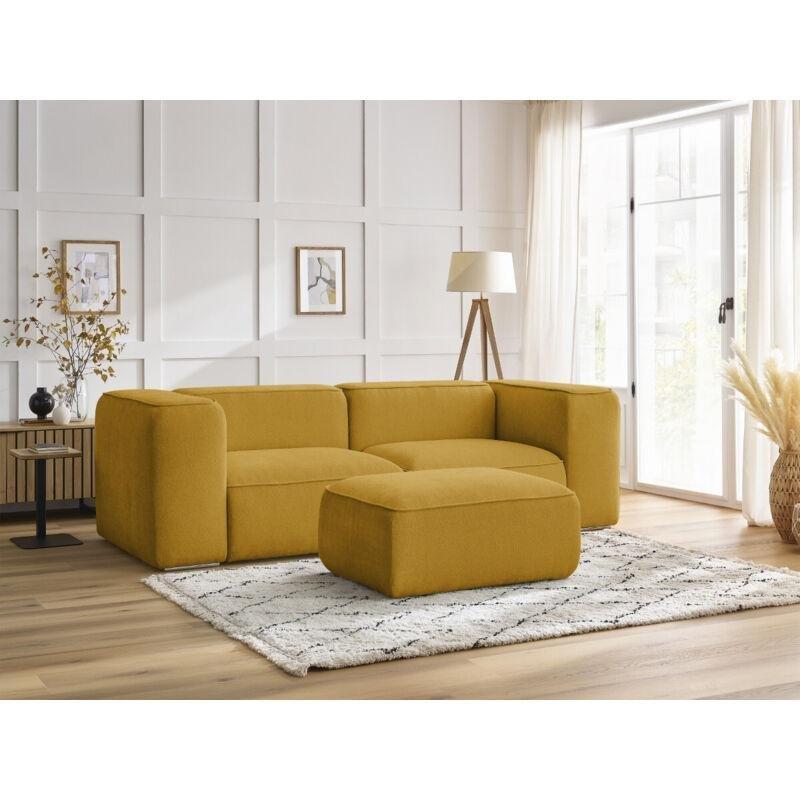 Sarı Dokulu Kumaş Puflu 3 Kişilik Koltuk - 255 cm - 153530