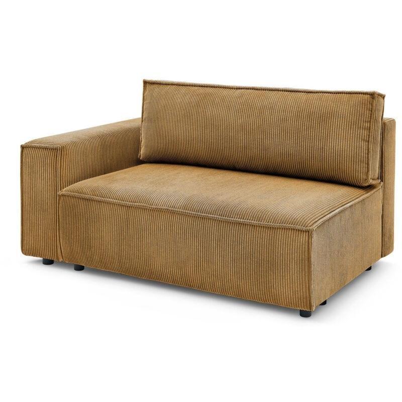 Sarı Fitilli Kadife Kumaş Sol Kollu Modüler İkili Koltuk - 163x100 cm - 154136